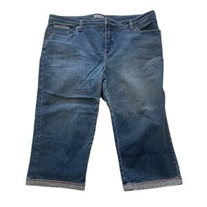 Lee Plus Size 90’s light blue denim cuffed capri jeans pockets red stitching 18W